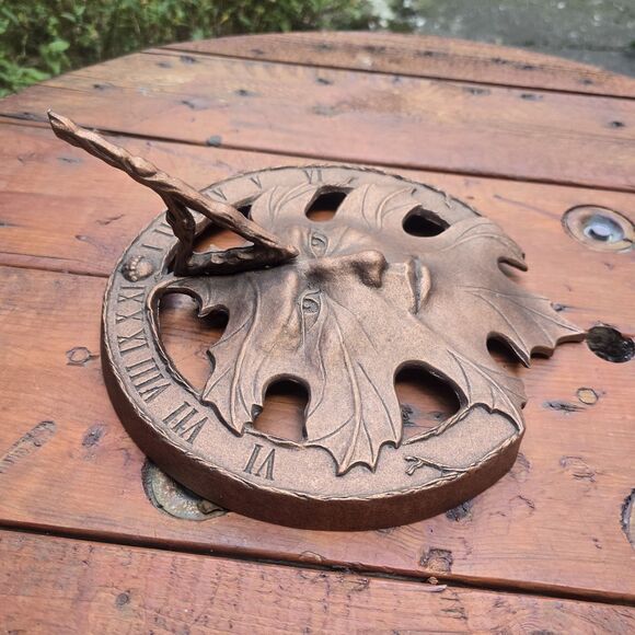 Greenman Sundial Carson Statesmetal Vintage Bronzetone Cast Aluminum - Picture 3 of 6